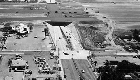 Black and white photo of Van Nuys airport